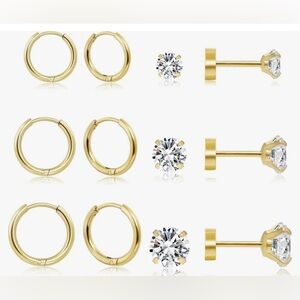 Sweetkiki - : 14K Gold Plated- Huggie Hoops and CZ Studs